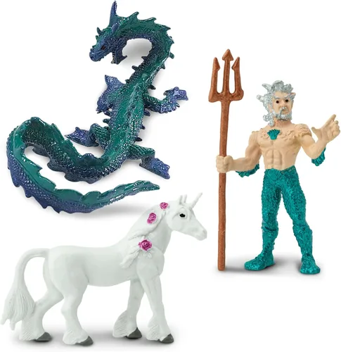 Vista 3 de Safari Ltd. Reino mítico TOOB - 8 mini figuras: Quimera, Grifo, Fénix, Unicornio, Dragón marino, Minotauro, Poseidón y Sirena - Figuras de juguete