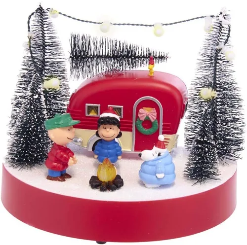 Vista 2 de Kurt Adler Adorno de Mesa de 7 Pulgadas Funciona con Pilas, Escena Musical de Acampada de Peanuts (PN5201)