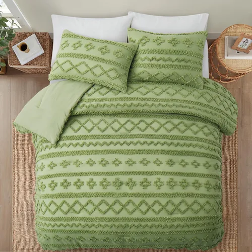 Vista 62 de Oli Anderson Juego de Edredón Beige Queen Acolchado Juego de Ropa de Cama Queen 3 Piezas, Edredón Boho Shabby Chic con 2 Fundas de Almohada