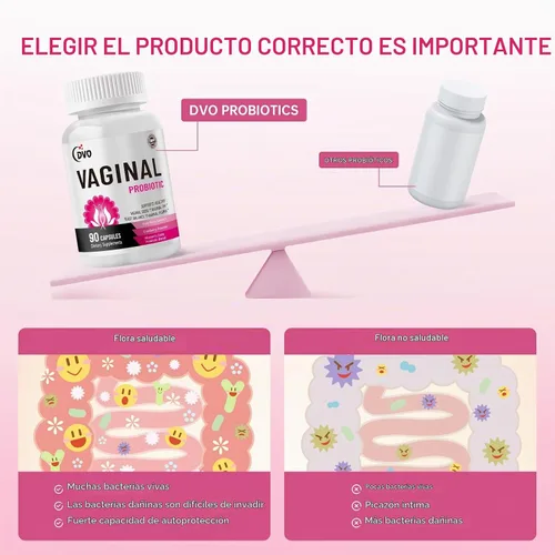 Vista 5 de DVO Probióticos vaginales para mujeres, equilibrio de pH, 60 mil millones de UFC con prebióticos y lactobacilos, olor saludable, equilibrio