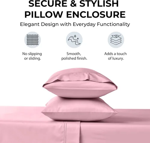 Vista 6 de Sábanas de Cama de Algodón 100% Natural Juego de Sábanas Twin de Tejido Satinado de Una Sola Capa de 500 TC Ropa de Cama Sólida Suave