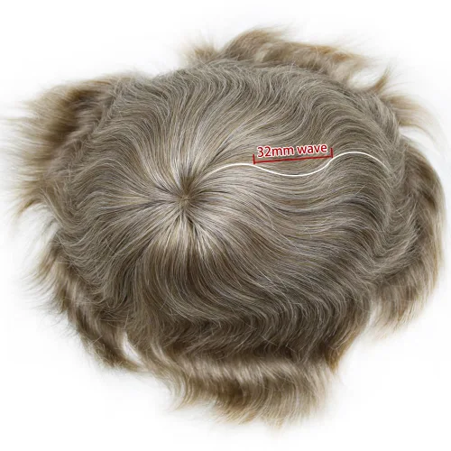 Vista 8 de Toupee For Men Hair Piece Fine Mono Hair System For Men Human Hair Mens Toupee Hair Piece For Men Hair Replacement Protesis Capilar 8x10 Medium