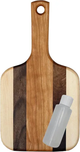Vista 9 de Tablas de cortar de madera hechas a mano incluyendo aceite (9 "x 11" con asa)
