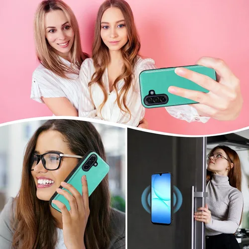 Vista 7 de Asuwish Funda de teléfono para Samsung Galaxy A17 5G con cremallera, funda de celular desmontable con protector de pantalla de vidrio templado Verde