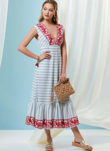 Vista 4 de Vogue Patterns V9311OSZ Vestido de señorita, 6-8-10-12-14-16-18-20-22, rojo