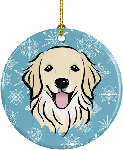 Vista 10 de Caroline's Treasures Adorno de cerámica con diseño de copo de nieve para colgar en el árbol de Navidad, para el hogar, Navidad, fiestas, regalo, 3
