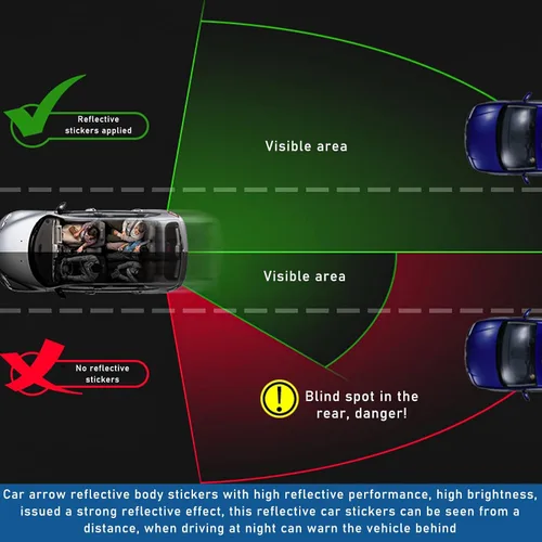 Vista 4 de 20 piezas de calcomanías reflectantes con flecha para coches, impermeables, señal de advertencia de seguridad, calcomanía reflectante, alta