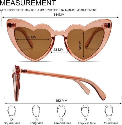 Vista 3 de VANLINKER Gafas de sol con forma de corazón para mujer, estilo retro, para fiesta, VL9604