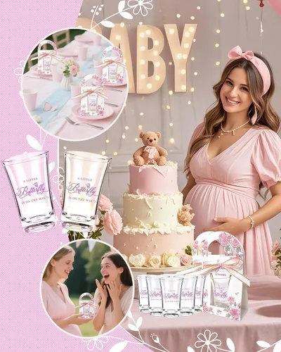 Vista 4 de Regalitos para Baby Shower para Invitados - 50 Juegos Temática de Mariposa Baby Shower una Pequeña Mariposa Está en Camino Vasos de Chupito y Cajas