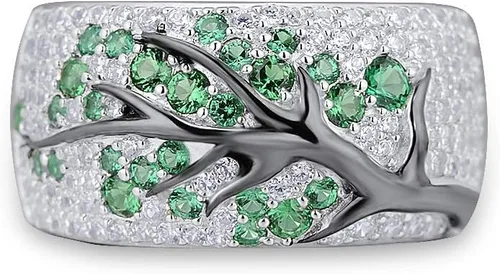 Vista 2 de Santuzza Anillo de plata de ley 925 con circonita cúbica y ramas de árbol para mujer