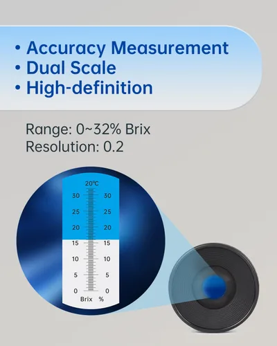 Vista 5 de LOHAND Refractómetro Brix con compensación de temperatura automática (ATC), medición de precisión del contenido de azúcar para vino/fruta/bebida