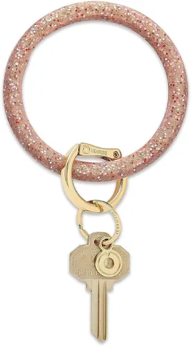 Vista 5 de Oventure, Llavero de pulsera original, llavero Big O de silicona - Colección Confeti negro confeti