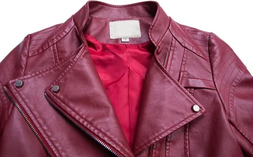 Vista 4 de chouyatou Chaqueta acolchada de piel sintética con cremallera a la moda para mujer
