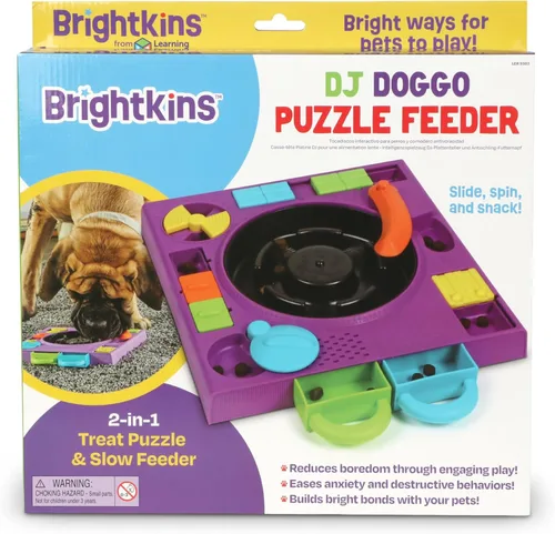 Vista 5 de Learning Resources Brightkins DJ Doggo - Comedero de rompecabezas para perros de alimentación lenta, juguetes de rompecabezas para perros, cuenco