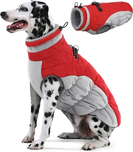 Vista 20 de AOFITEE Abrigo para perro, chaquetas cálidas para perros pequeños, abrigo de invierno para perros con arnés integrado, chaqueta de invierno