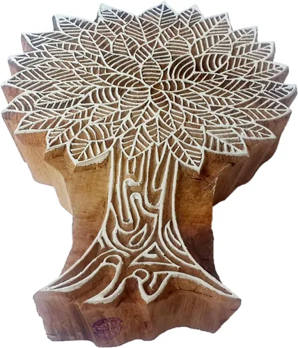 Vista 15 de Sello de madera de arcilla Patrón de árbol grande Bloque de impresión grande