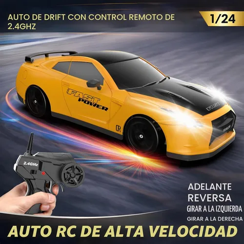 Vista 2 de Auto de control remoto RC Drift Car 2.4GHz escala 1:24 4WD 20KM/H Modelo de vehículo de alta velocidad con luces LED Drifting Tire Racing Sport Toy