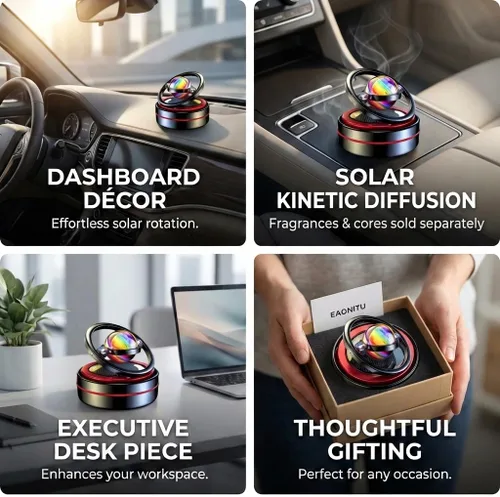 Vista 2 de Girador solar para salpicadero, difusor cinético para decoración de automóvil, accesorios automotrices con temática espacial, intercambio de regalos