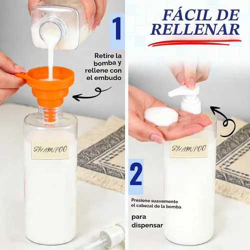 Vista 5 de 2 paquetes de botellas transparentes de 32 onzas con bomba negra Negro