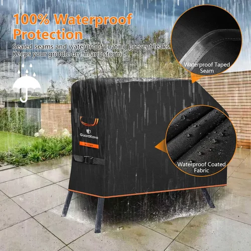 Vista 3 de [Tela resistente 1000D mejorada] Cubierta de plancha para Blackstone de 22 pulgadas con capucha y soporte, cubierta de plancha impermeable