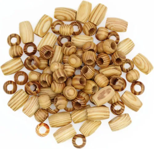 Vista 5 de BetterJonny 140 cuentas de madera natural de agujero grande, cuentas espaciadoras redondas de madera para macramé, pulseras de joyería, manualidades