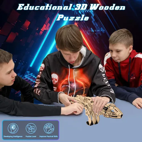 Vista 5 de ARMPAL - Kit de modelo de garra mecánica 3D de madera ClawBot para adultos y adolescentes, kit de construcción de brazo de robot para construir
