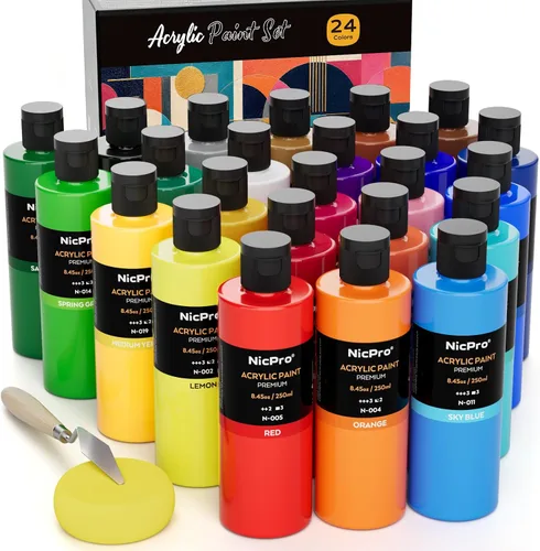 Vista 12 de Nicpro Juego de pintura acrílica a granel grande de 12