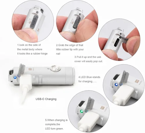 Vista 3 de RovyVon Linterna de llavero A3 Gen 4, súper brillante, 650 lúmenes, linterna recargable USB C EDC resistente al agua, ligera, ideal para transporte