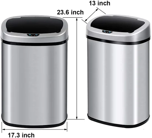 Vista 8 de Cubo de basura automático de acero inoxidable de 13 galones con tapa, sensor de movimiento, para cocina, hogar, oficina, sala de estar, dormitorio