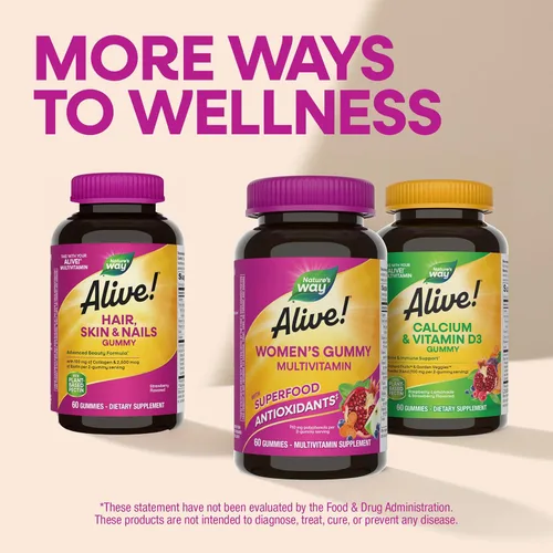 Vista 7 de Nature's Way ¡Alive! Gomitas multivitamínicas para mujer, vitaminas A, C