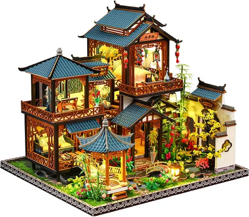 Vista 9 de Spilay Kit de casa en miniatura para adultos, kit de construcción de casa Fuchun Complejo turístico