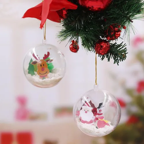 Vista 5 de 20 bolas decorativas rellenables de plástico transparente, bolas decorativas para árbol de Navidad, adecuadas para Navidad, vacaciones, bodas