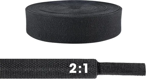 Vista 29 de Tubo de tela trenzada termorretráctil 2 en 1, ajuste ideal para manguera/cable/alambre de forma irregular (1-1/8 pulgadas, 14 pies)