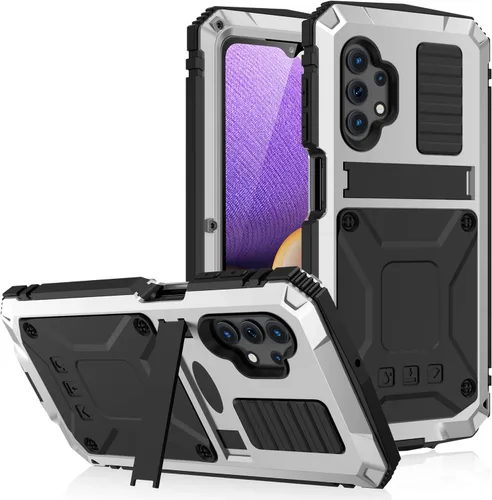 Vista 10 de Funda para Samsung Galaxy A32 5G con soporte, [cuerpo completo 360] [protección resistente] resistente a los golpes de metal a prueba de polvo +