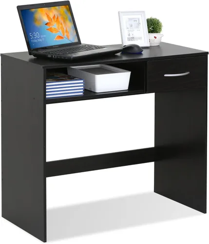 Vista 3 de FURINNO Jaya - Escritorio de estudio para computadora con cajón, marrón