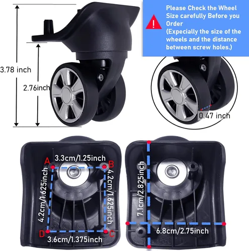 Vista 3 de Replacement Luggage Wheels Repair Suitcase Bag Parts Spinner Wheels Casters Black A Pair 2 pcs