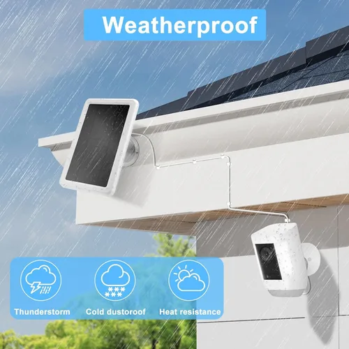 Vista 4 de Cargador de panel solar de 5W para cámara de anillo-2P-3P (blanco-1Pa)