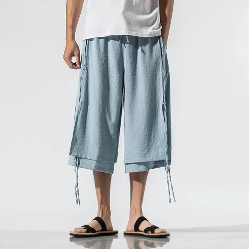 Vista 2 de Pantalones deportivos para hombre con bolsillos, pantalones de ajuste holgado para hombre, azul marino oscuro, ropa de baile para hombre