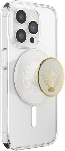 Vista 32 de PopSockets PopTop, agarre adhesivo para teléfono con parte superior intercambiable, esmalte - trébol oro rosa