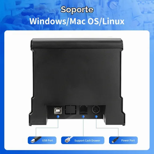 Vista 4 de NetumScan USB POS Impresora de Recibos, Impresora Térmica de Recibos de 80mm con Cortador Automático y Cajón de Efectivo, 300mm/s, Soporte