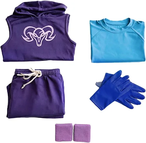 Vista 6 de Heman - Disfraz de esqueleto de rey esqueleto, traje de cosplay Morado