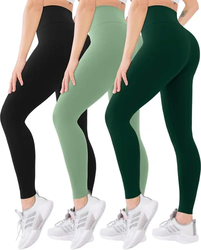 Vista 34 de Blisset - Paquete de 3 leggings de cintura alta para mujer con bolsillos, pantalones suaves y activos para control de abdomen, ideales para yoga
