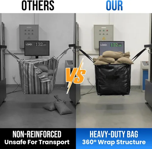 Vista 2 de TAILI - Bolsas de mudanza extra grandes, paquete de 10 bolsas negras resistentes para almacenamiento con ventana visible, asas envolventes