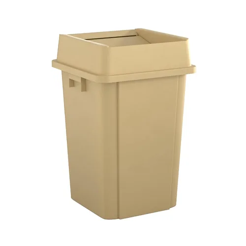 Vista 24 de Bote de basura comercial cuadrado beige de 19 galones para escuela, hotel, oficina, almacén, centro comercial, restaurante