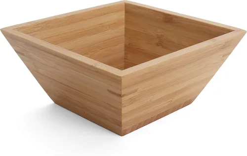 Vista 9 de Juego de platos de bambú de 8 pulgadas, platos reutilizables de bambú, platos cuadrados de bambú, platos de madera, platos llanos de bambú, juego