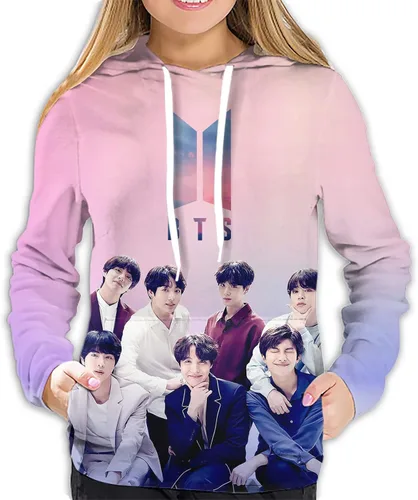 Vista 3 de K-pop Sudadera con capucha para mujer y niña con estampado 3D unisex
