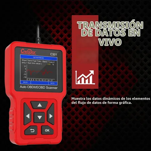 Vista 6 de Creator C301 OBD2 escáner OBDII lector de código herramienta de escaneo de diagnóstico con prueba de batería para todos los coches de protocolo