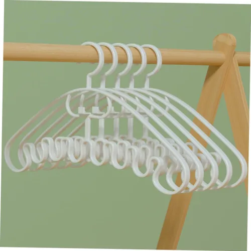 Vista 7 de CHILDWEET Jean Hanger - Percha para bufandas, 10 piezas, ondulada, PP, color blanco, antideslizante, estante de secado para rotar, ganchos