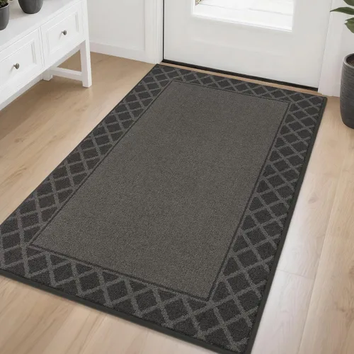 Vista 24 de BEQHAUSE Tapete para puerta atrapador de suciedad, antideslizante, absorbente, de bienvenida, de bajo perfil, lavable, para patas fangosas, entrada