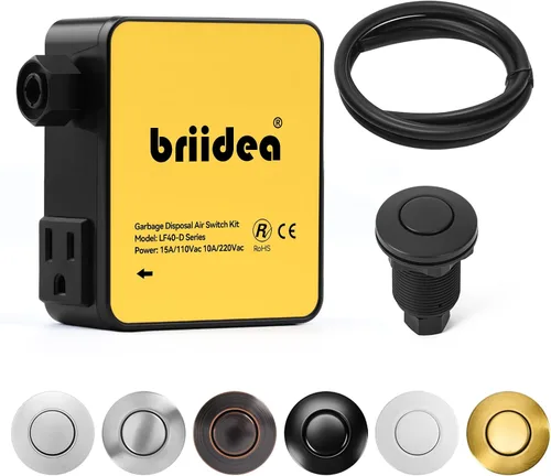 Vista 18 de Kit de interruptor de aire para eliminación de basura, desagüe de fregadero, eliminación de residuos largo, botón de aire de encendido/apagado